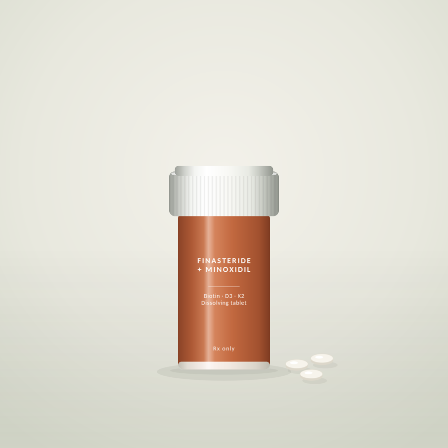 Finasteride + Minoxidil ODT — illustrative product render