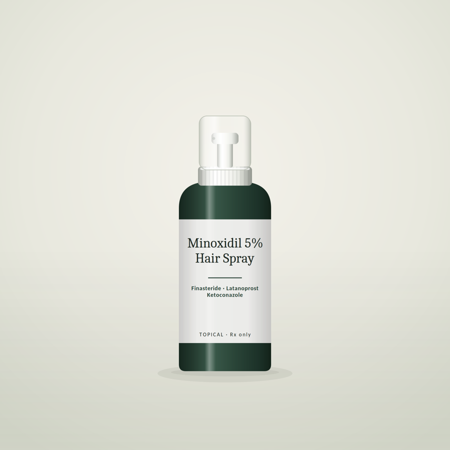 Minoxidil 5% + Finasteride Spray — illustrative product render