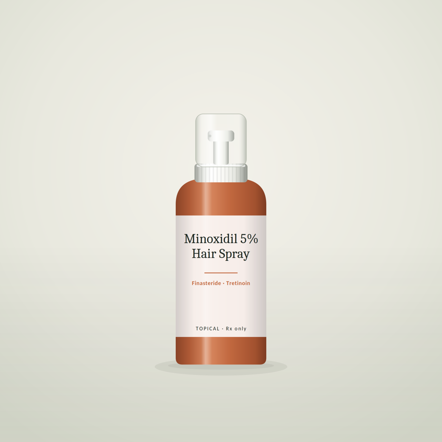 Minoxidil 5% + Finasteride & Tretinoin Spray — illustrative product render