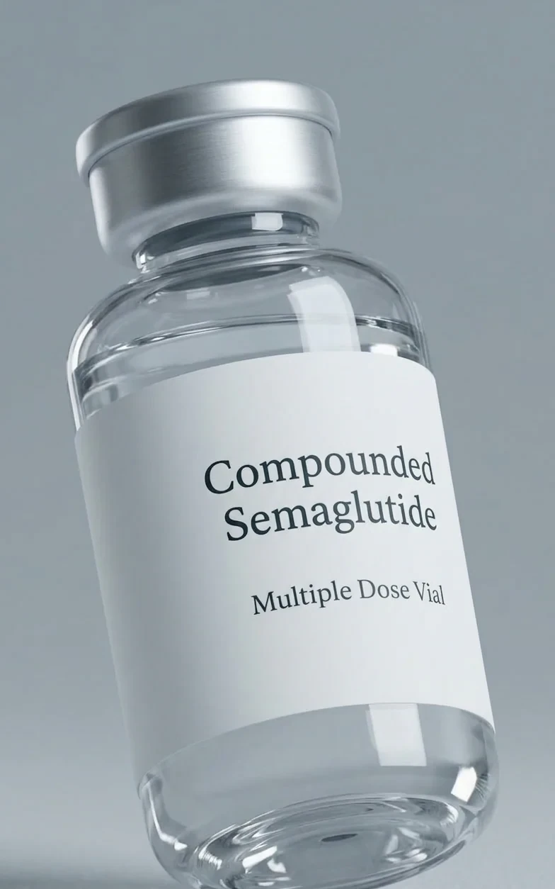 Compounded semaglutide injection vial